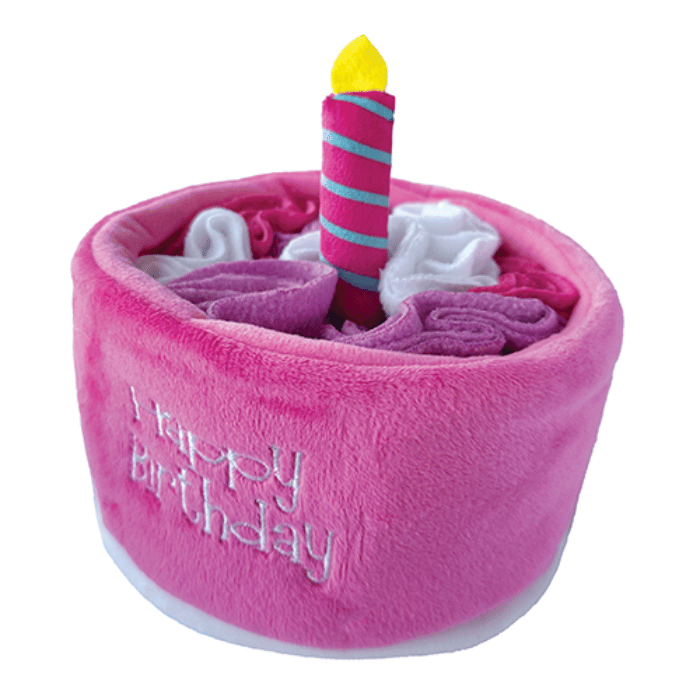 Foufou Dog jouets pour chien Jouet de fouille FouFit gâteau d'anniversaire rose 5''