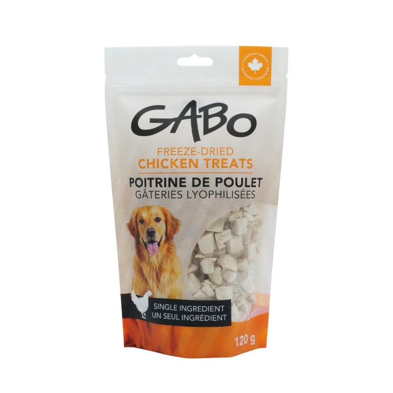 Gabo Gâteries Gabo - Gâteries lyophilisées pour chien, Poitrine de poulet, sac de 120g Gabo - Gâteries lyophilisées pour chien, Poitrine de poulet, sac de 120g