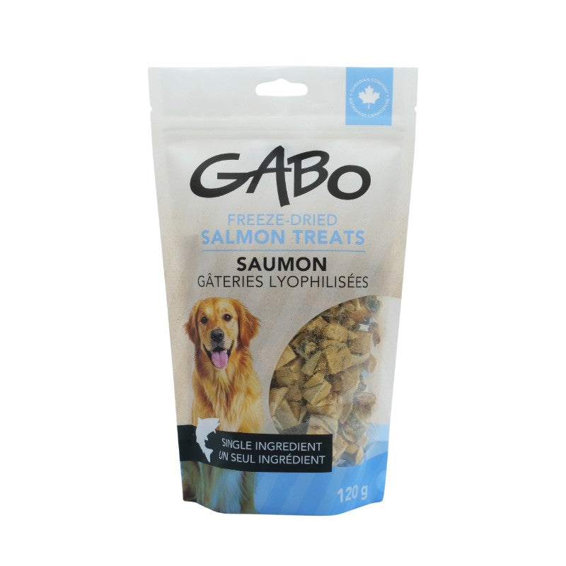 Gabo Gâteries Gabo - Gâteries lyophilisées pour chien, Saumon, sac de 120g Gabo - Gâteries lyophilisées pour chien, Saumon, sac de 120g