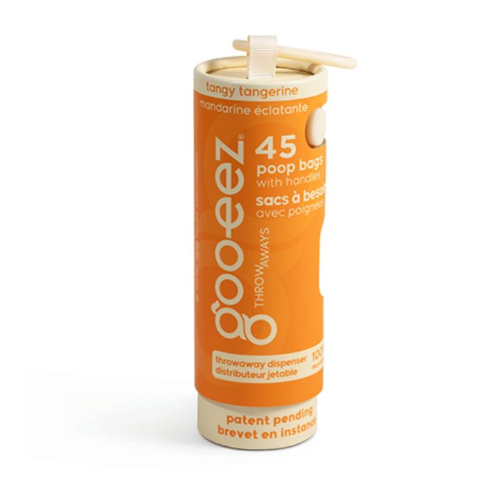 Goo-eez sac Mandarine éclatante Sacs à crottes écoresponsables Goo-eez avec distributeur jetable Sacs à crottes écoresponsables Goo-eez avec distributeur jetable