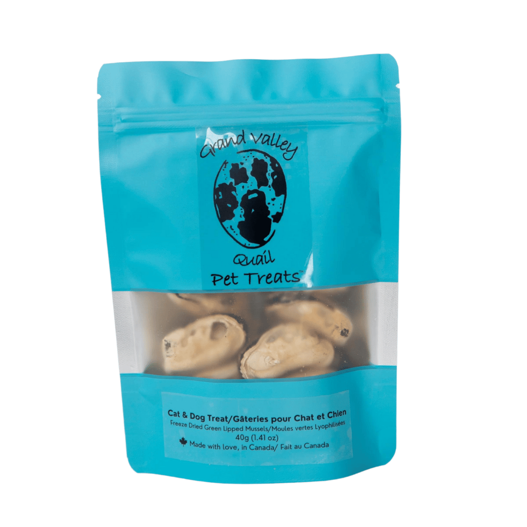 Grand Valley Quail Pet Treats Gâteries pour chiens Moules vertes lyophilisées 40g