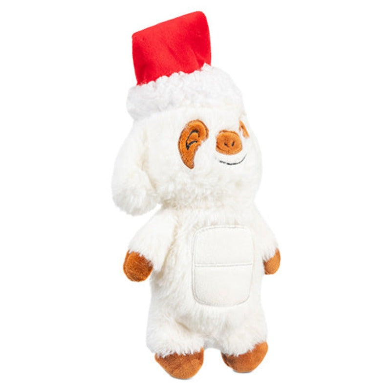 Growl Jingle Bellies sloth holiday plush dog toy