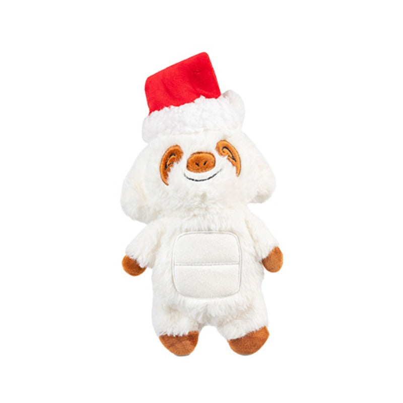 Growl Jingle Bellies sloth holiday plush dog toy