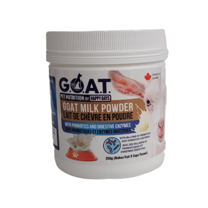 Happy Days supplément Poudre de Lait de Chèvre Naturelle pour Chiens 250g. Poudre de Lait de Chèvre Naturelle pour Chiens 250g.