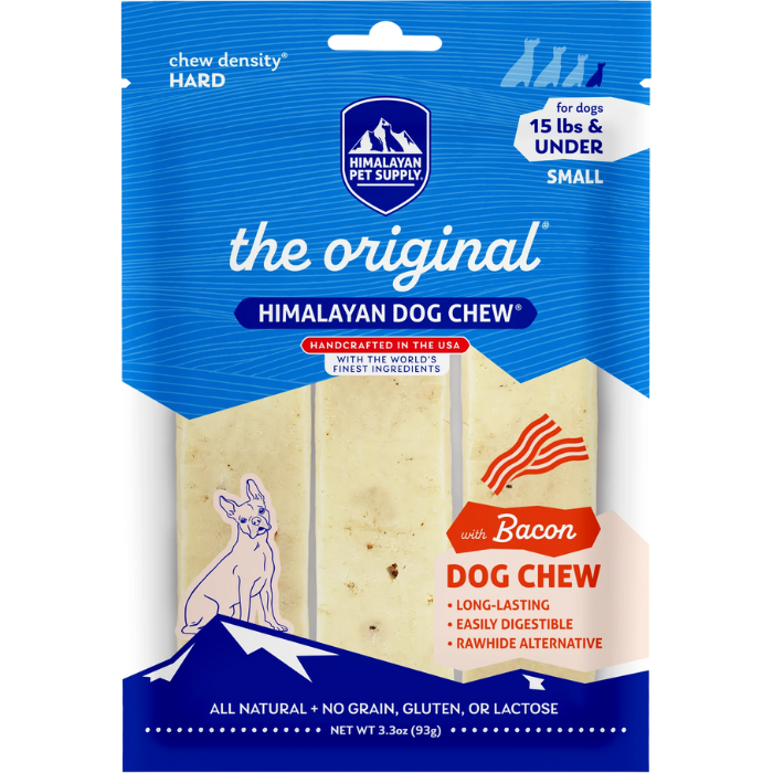 Himalayan dog chew Gâteries Small paq de 3 Fromage de Yak à saveur de Bacon Fromage de Yak à saveur de Bacon