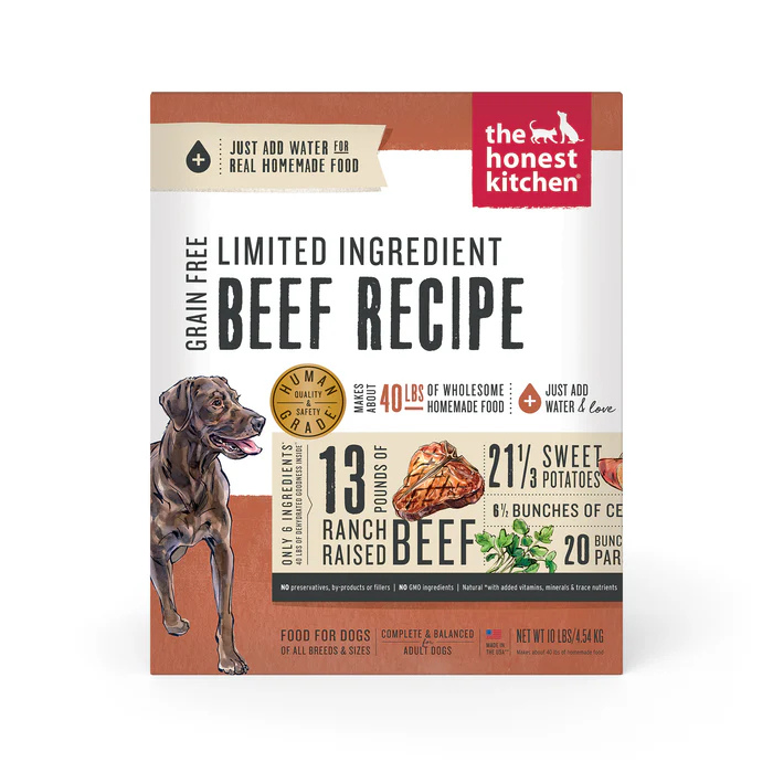 Honest Kitchen nourriture 10 lbs Honest Kitchen Hope ingrédients limités Boeuf déshydraté Honest Kitchen Hope ingrédients limités Boeuf déshydraté