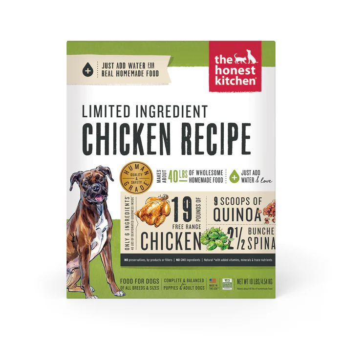 Honest Kitchen nourriture 10 lbs Honest Kitchen ingrédients limités Poulet déshydraté Honest Kitchen ingrédients limités Poulet déshydraté