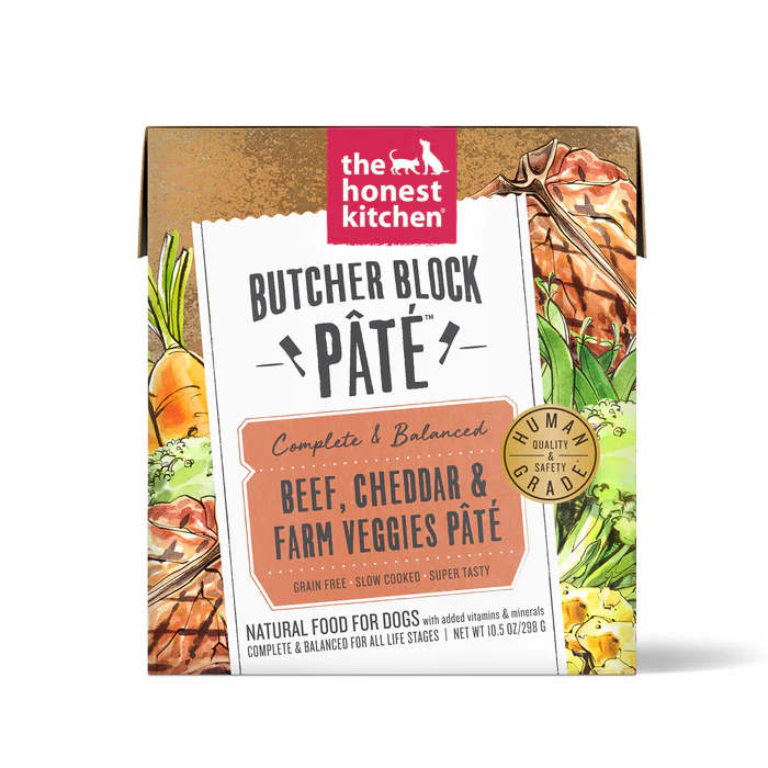 Honest Kitchen nourriture humide Nourriture humide Butcher Block Pâté - Boeuf & Cheddar Paq de 6 Nourriture humide Butcher Block Pâté - Boeuf & Cheddar Paq de 6