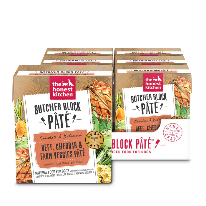 Honest Kitchen nourriture humide Nourriture humide Butcher Block Pâté - Boeuf & Cheddar Paq de 6 Nourriture humide Butcher Block Pâté - Boeuf & Cheddar Paq de 6