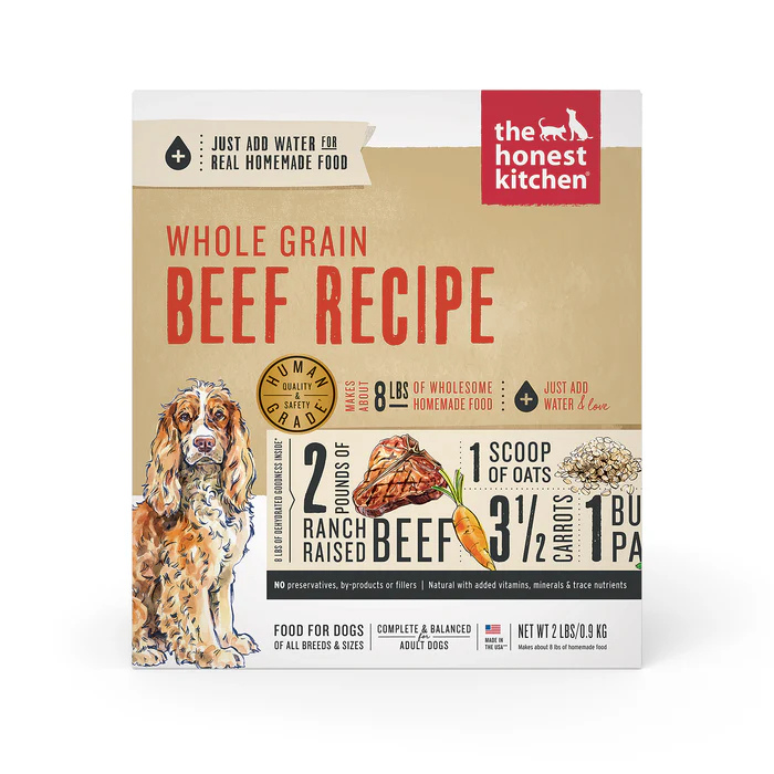 Honest Kitchen nourriture 2lbs Nourriture déshydraté Honest Kitchen Grain Boeuf, Verve Nourriture déshydraté Honest Kitchen Grain Boeuf, Verve