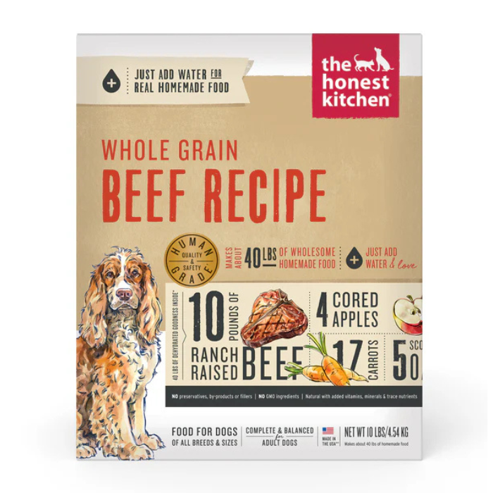 Honest Kitchen nourriture 10lbs Nourriture déshydraté Honest Kitchen Grain Boeuf, Verve Nourriture déshydraté Honest Kitchen Grain Boeuf, Verve