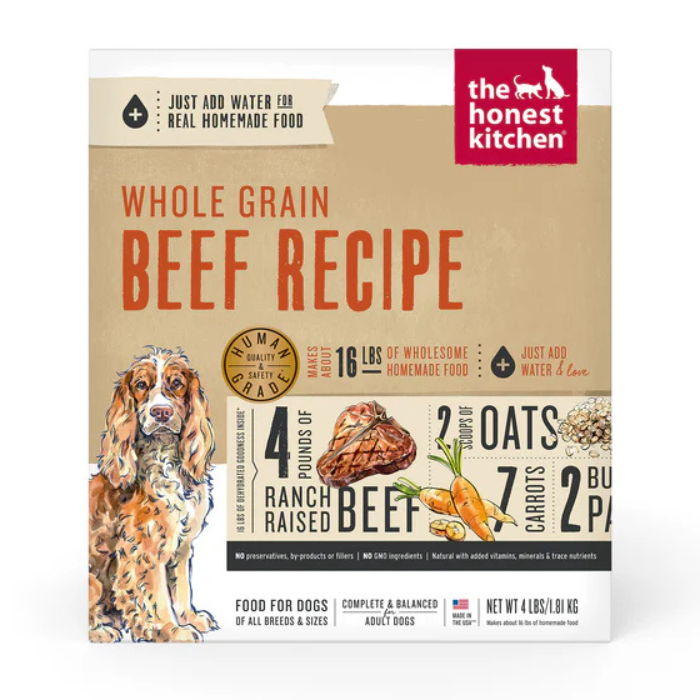 Honest Kitchen nourriture 4lbs Nourriture déshydraté Honest Kitchen Grain Boeuf, Verve Nourriture déshydraté Honest Kitchen Grain Boeuf, Verve