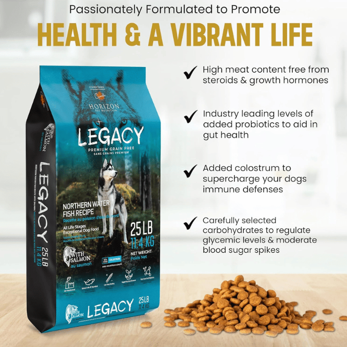 Horizon nourriture Nourriture pour chien Horizon legacy recette au poisson d'eau du nord Horizon Legacy Poisson d'eau du nord - Sans grains | Sherbrooke Canin
