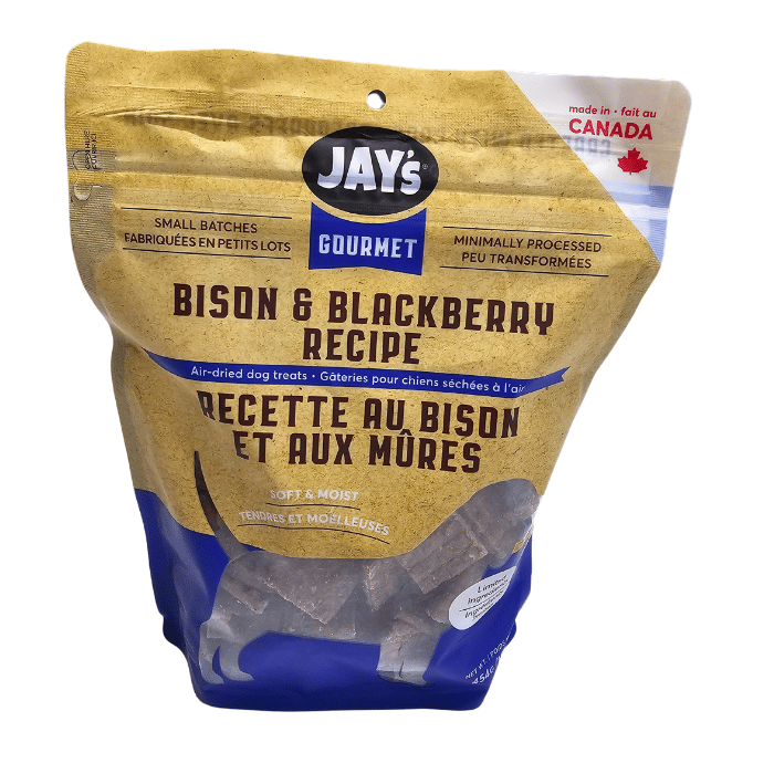 Jay&#39;s Gâteries Jay&#39;s Gourmet, Gâteries Pour Chien, Bison Et Mûres 454gr Jay&#39;s Gourmet, Gâteries Pour Chien, Bison Et Mûres 454gr