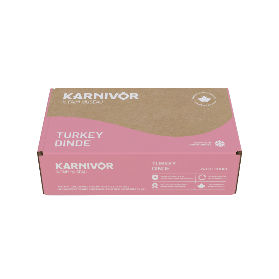 Karnivor Nourriture crue congelée Default Karnivor - Boîte vrac 24 lb Dinde (24 portions 1 lb) - En magasin seulement Karnivor Boîte vrac 24 lb Dinde | Nourriture crue pour chiens | Sherbrooke Canin