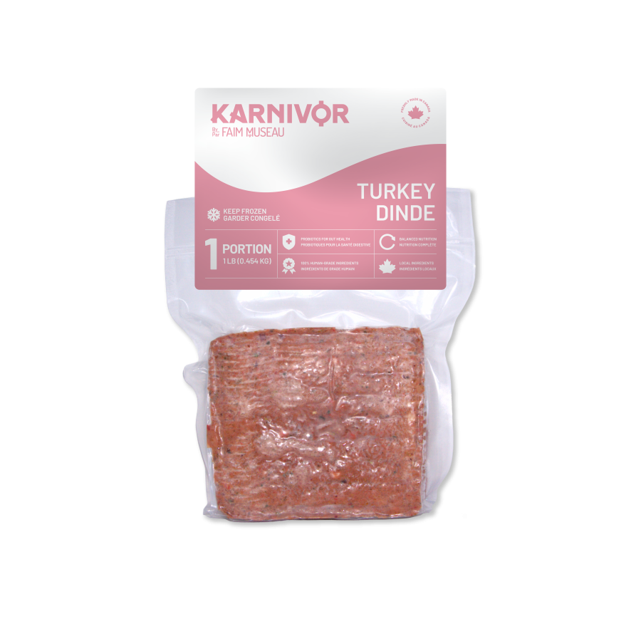Karnivor Nourriture crue congelée Default Karnivor - Portion individuelle Dinde (1 lb) - En magasin seulement Karnivor Portion individuelle Dinde 1 lb | Nourriture crue pour chiens | Sherbrooke Canin