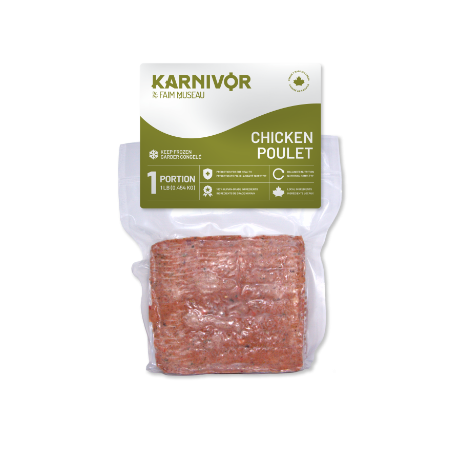 Karnivor Nourriture crue congelée Default Karnivor - Portion individuelle Poulet (1 lb) - En magasin seulement Karnivor Portion individuelle Poulet 1 lb | Nourriture crue pour chiens | Sherbrooke Canin