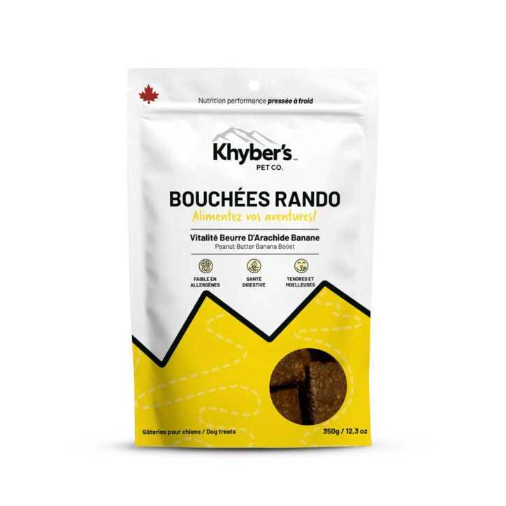 Khyber's Gâteries Khyber's Trail Bites Beurre d'Arachide et Banane 350g Khyber's Trail Bites Beurre d'Arachide et Banane 350g