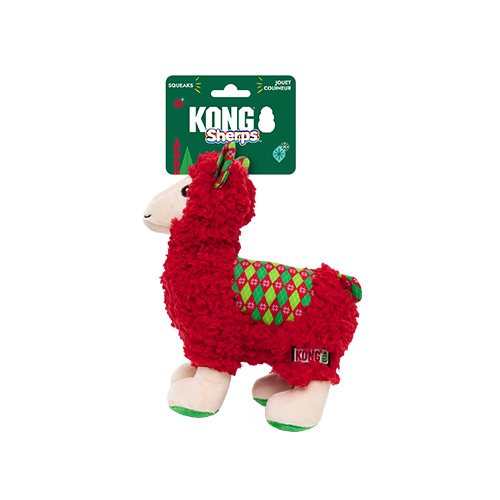 Kong dog toys Kong Holiday Sherpa Red Llama plush toy for dogs - Medium Kong Holiday Sherpa Red Llama Medium - Sherbrooke Canin