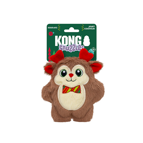 KONG Holiday Snuzzles Reindeer Bow Tie plush dog toy - Small KONG Holiday Snuzzles Reindeer Bow Tie Small - Sherbrooke Canin