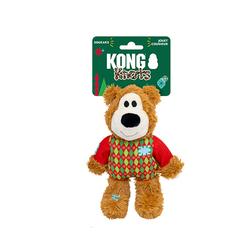KONG dog toys KONG Holiday Wild Knots Bear in Red Sweater plush dog toy - Small/Medium KONG Holiday Wild Knots Bear in Red Sweater - Sherbrooke Canin