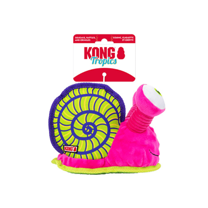 kong peluche Peluche Kong Tropics Rattlez Escargot – Moyen/Grand Peluche Escargot Kong Tropics Rattlez pour Chien | Sherbrooke Canin