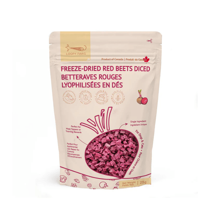 Loopy Paws Gâteries Loopy Paws — Betteraves rouges lyophilisées 25 g Betteraves lyophilisées pour chien - Gâterie naturelle | Loopy Paws