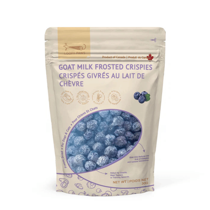 Loopy Paws Gâteries Loopy Paws — Bleuets givrés au lait de chèvre 30 g Bleuets givrés lait de chèvre pour chien | Loopy Paws