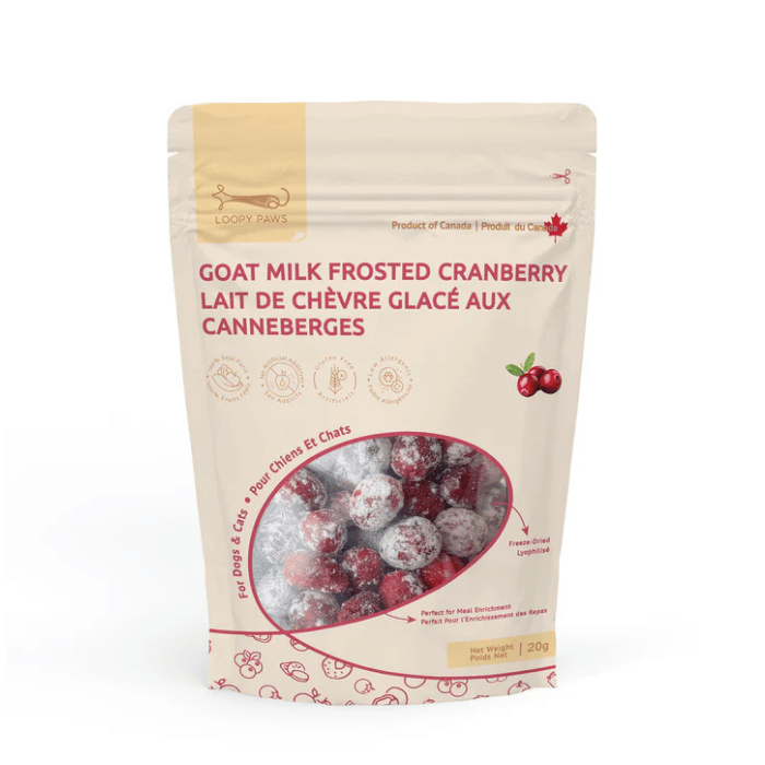 Loopy Paws Gâteries Loopy Paws — Canneberges givrées au lait de chèvre 30 g Canneberges givrées lait de chèvre pour chien | Loopy Paws