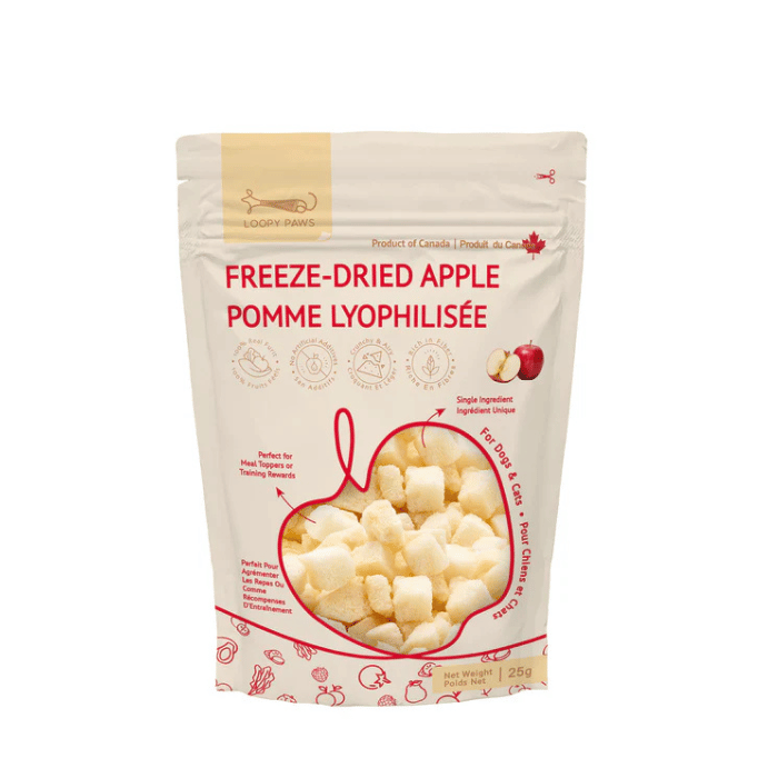 Loopy Paws Gâteries Loopy Paws — Pommes lyophilisées 25 g Pommes lyophilisées pour chien - Gâterie naturelle | Loopy Paws