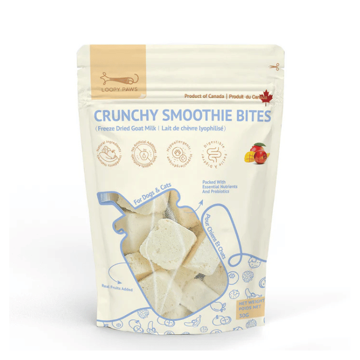 Loopy Paws Gâteries Loopy Paws — Smoothie Bites mangue et pomme 30 g Smoothie Bites Mangue Pomme pour chien | Loopy Paws