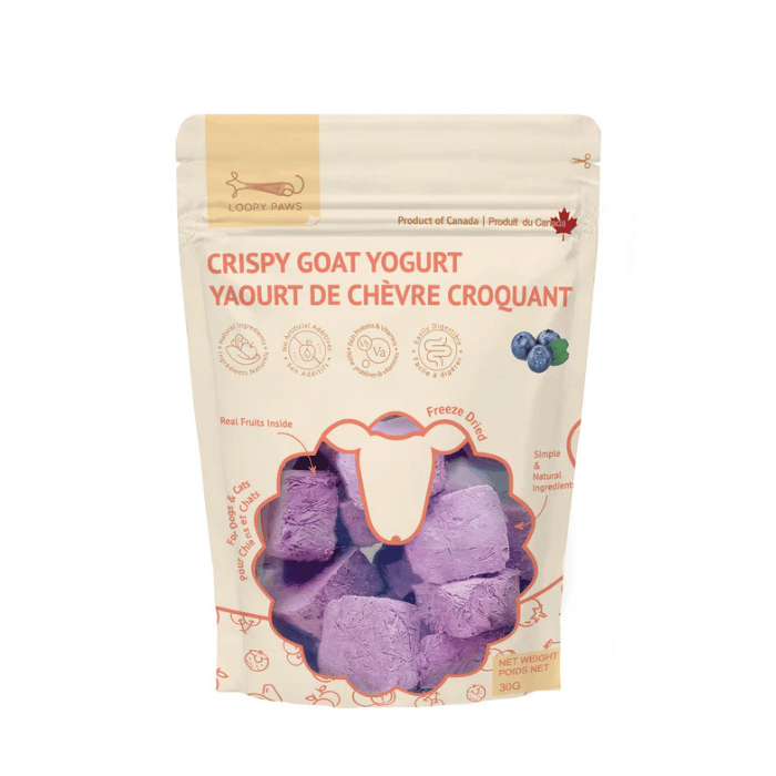 Loopy Paws Gâteries Loopy Paws — Yaourt de chèvre croquant bleuet 30 g Yaourt de chèvre croquant bleuet pour chien | Loopy Paws