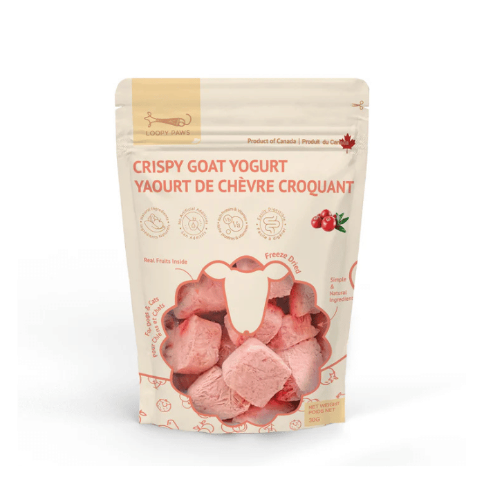 Loopy Paws Gâteries Loopy Paws — Yaourt de chèvre croquant canneberge 30 g Yaourt de chèvre croquant canneberge pour chien | Loopy Paws