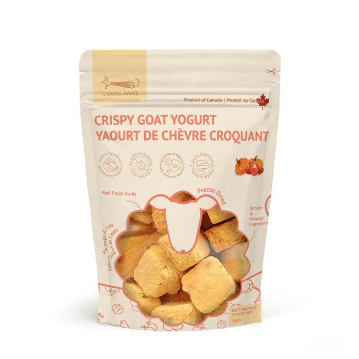 Loopy Paws Gâteries Loopy Paws — Yaourt de chèvre croquant citrouille et fraise 30 g Yaourt de chèvre croquant citrouille fraise pour chien | Loopy Paws