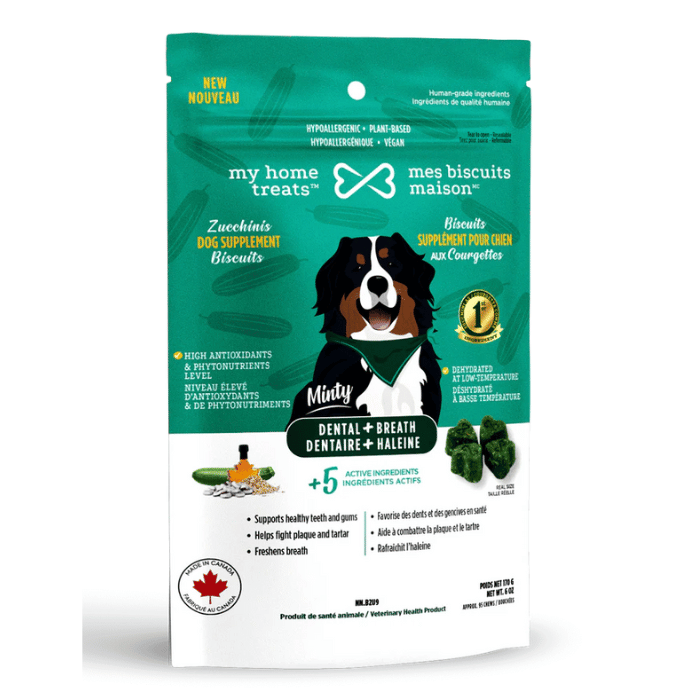 Mes Biscuits Maison biscuit Biscuits supplément hypoallergénique pour chien aux courgettes - Dentaire + Haleine 170g