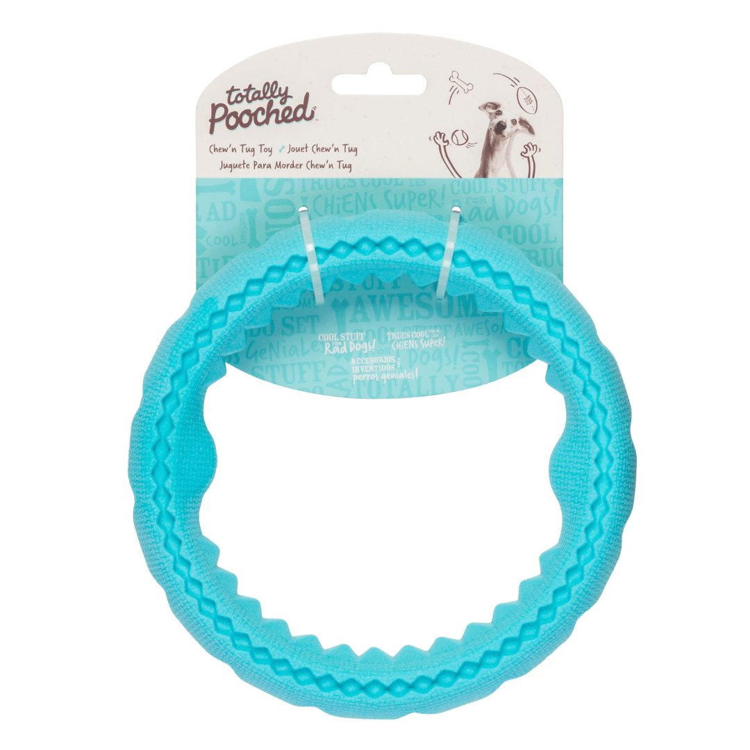 Messy Mutts jouets pour chien Chew N&#39; Tug&quot; Jouet En Caoutchouc Pour Chien - Anneau 6.5&quot; Bleu