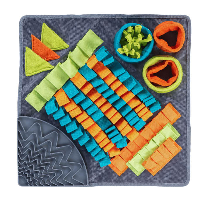 Messy Mutts jouets pour chien Tapis De Fouille à Ventouses Avec Section De Léchage, Carré 16"x16"