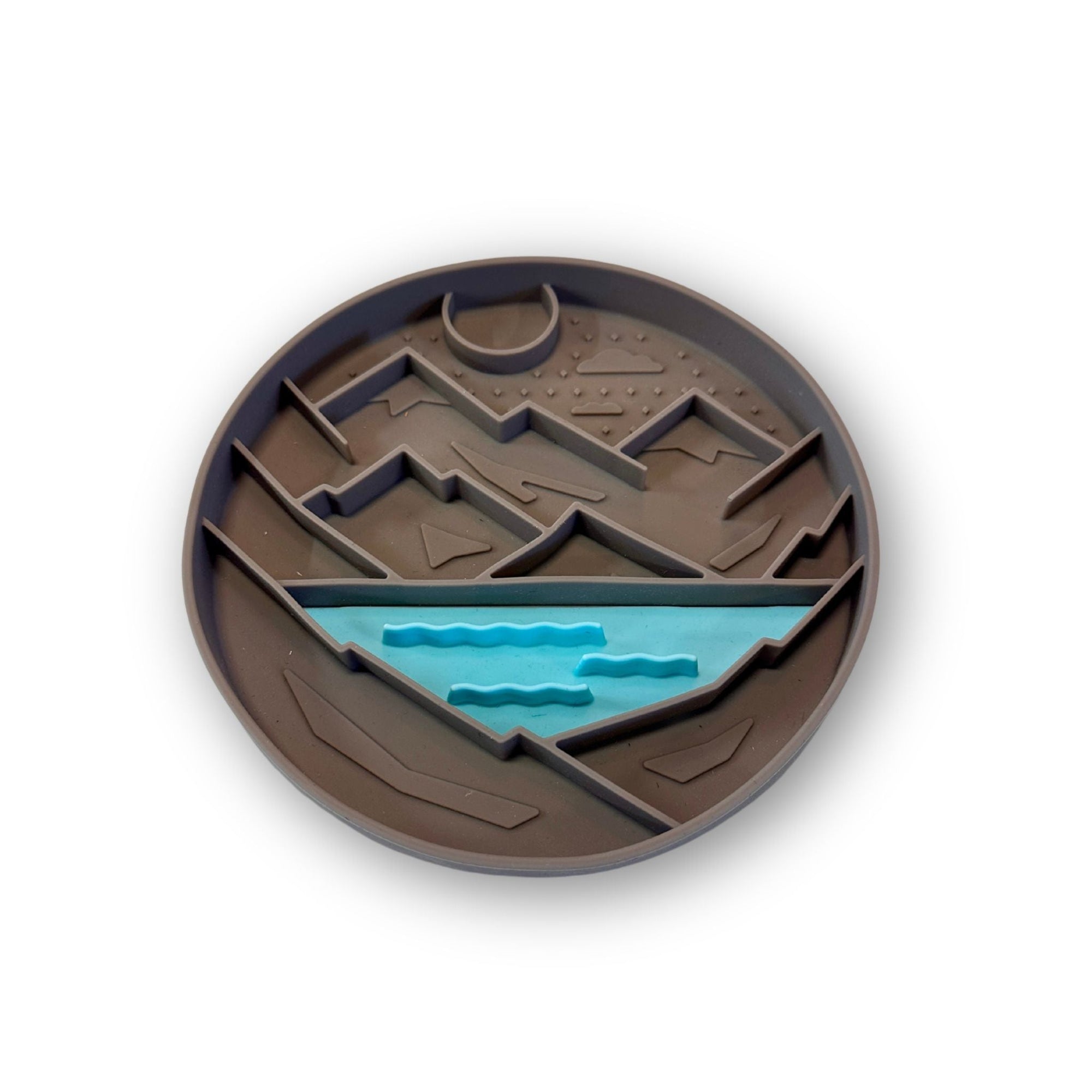 Messy Mutts lickmat Bol D'alimentation En Silicone - Gris, à Motif De Montagnes Bol D'alimentation En Silicone - Gris, à Motif De Montagnes