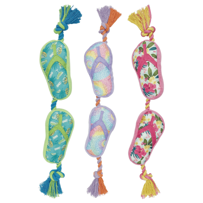 Multipet peluche Jouet pour chien sandales sur une corde 18'' - Margaritaville Jouet pour chien sandales sur une corde 18'' - Margaritaville