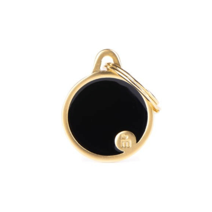 MyFamily medaille Médaille pour chiens - Cercle fait à la main Or satin Médaille pour chiens - Cercle fait à la main Or satin