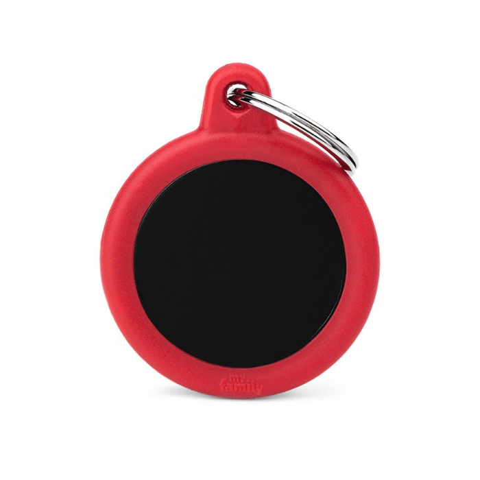 MyFamily medaille Médaille pour chiens - Hushtag cercle noir gomme rouge