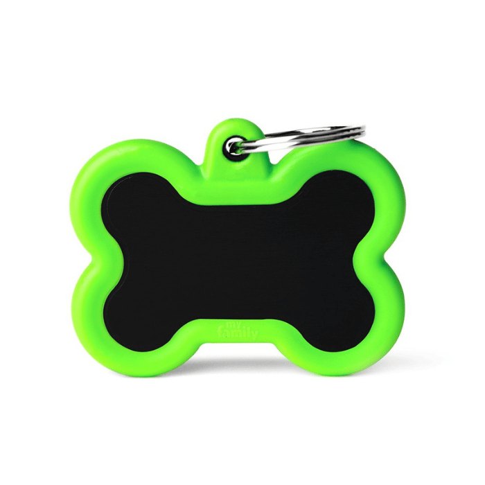 MyFamily medaille Green Médaille pour chiens - Myfamily Hushtag Os Aluminum