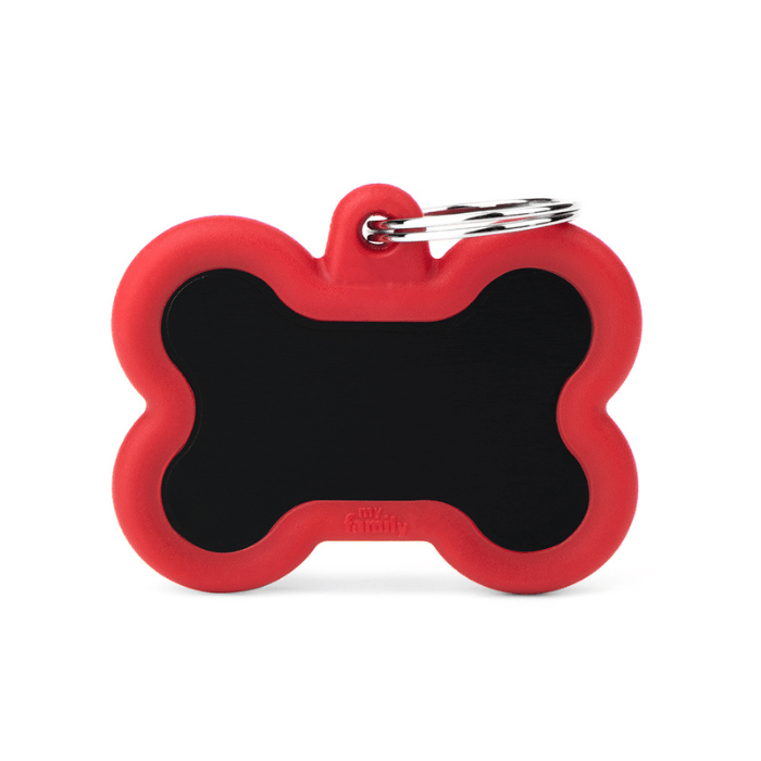 MyFamily medaille Red &amp; Black Médaille pour chiens - Myfamily Hushtag Os Aluminum