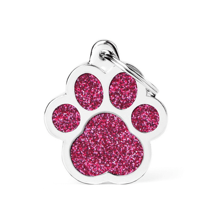 MyFamily medaille Médaille pour chiens - Shine Grande Patte Glitter rose