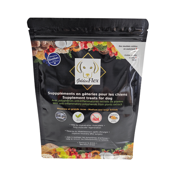 Nat-Phen Nutrition supplement GoldenFlex pour chiens - supplément anti-inflammatoire en gâteries - Pomme 325g GoldenFlex pour chiens - supplément anti-inflammatoire en gâteries - Pomme 325g