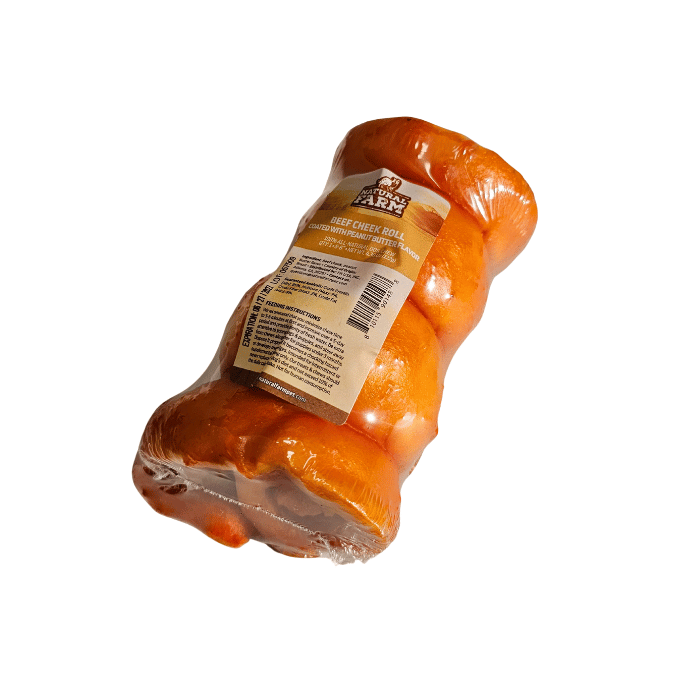 Natural Farm Gâteries 12'' Joue de boeuf glacée de beurre d'arachide Joue de boeuf glacée de beurre d'arachide