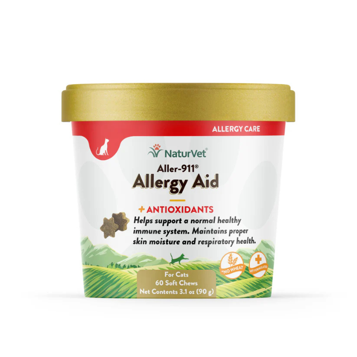 Naturvet supplement Aller-911 aide aux allergies + antioxydants pour chat 60 bouchées à croquer Aller-911 aide aux allergies + antioxydants pour chat 60 bouchées à croquer