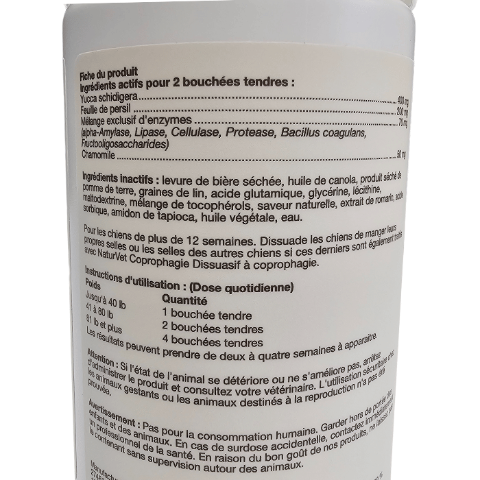 Naturvet supplement NaturVet coprophagie - cesse l'ingestion d'excrément - 60 bouchées