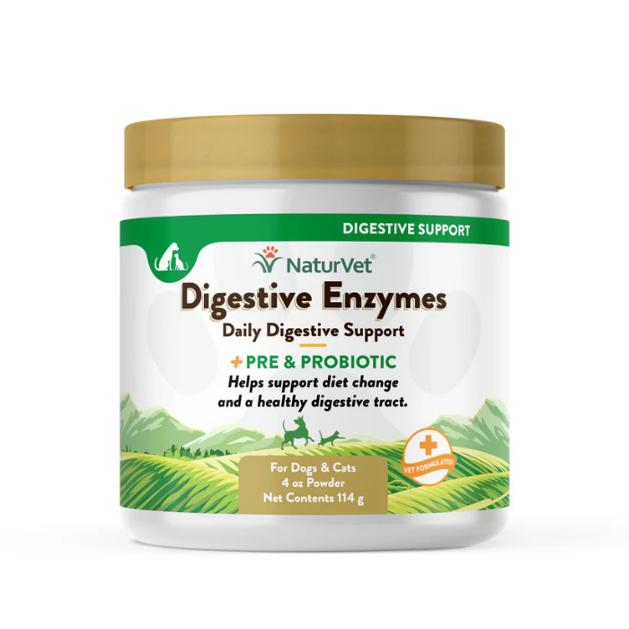 Naturvet supplement 4oz Poudre d'enzymes digestives avec prébiotiques et probiotiques Poudre d'enzymes digestives avec prébiotiques et probiotiques
