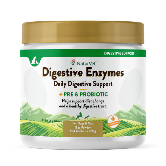 Naturvet supplement 4oz Poudre d'enzymes digestives avec prébiotiques et probiotiques Poudre d'enzymes digestives avec prébiotiques et probiotiques